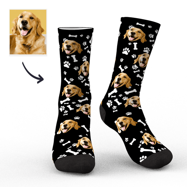 Custom Face Dog Socks With Your Text 3D preview