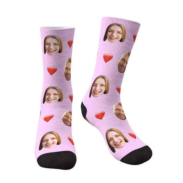 Custom Photo Heart Socks CWZ002 - Pink