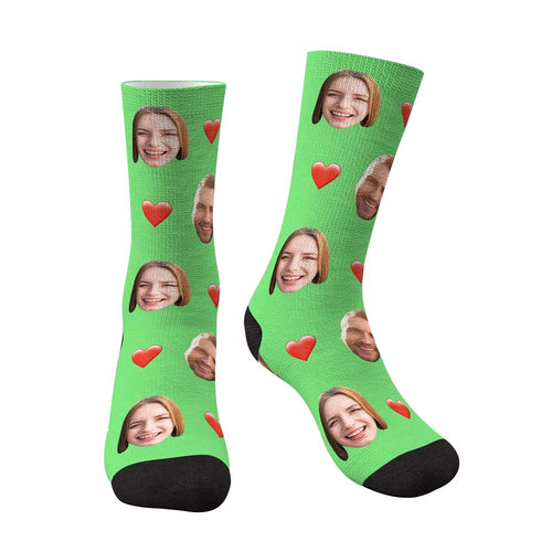 Custom Photo Heart Socks CWZ002 - Green
