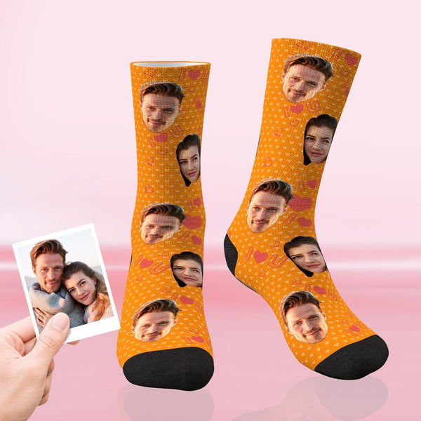 Best Gift For Your Lover Custom Love Face Socks Multiple Colour