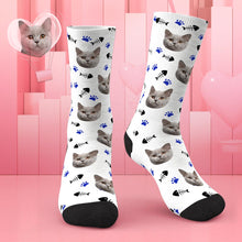 Custom Lovely Cat Photo Socks CWZ050 - Blue