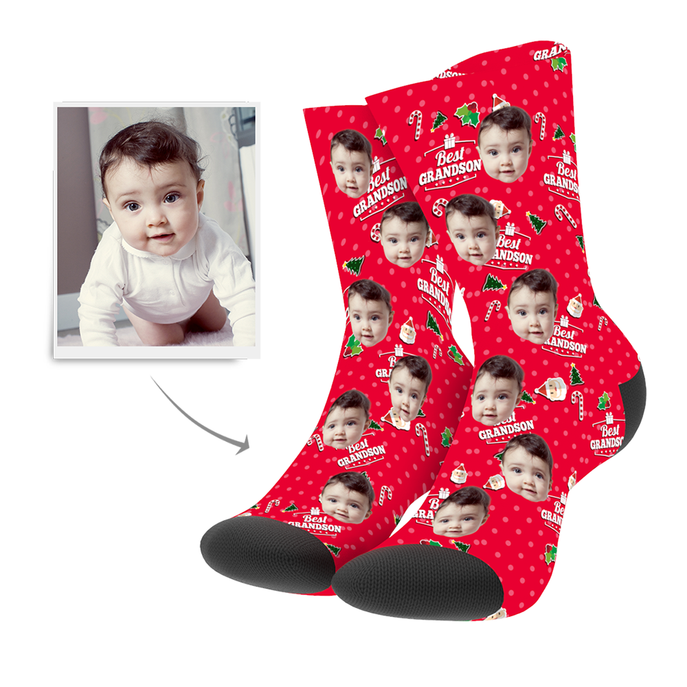 Christmas Custom Grandson Socks