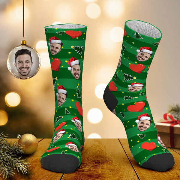 Christmas Gifts Custom Face Socks with Hearts - Put Any Photo on Socks