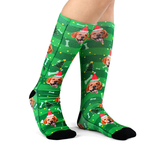 Christmas Custom Dog Photo Socks