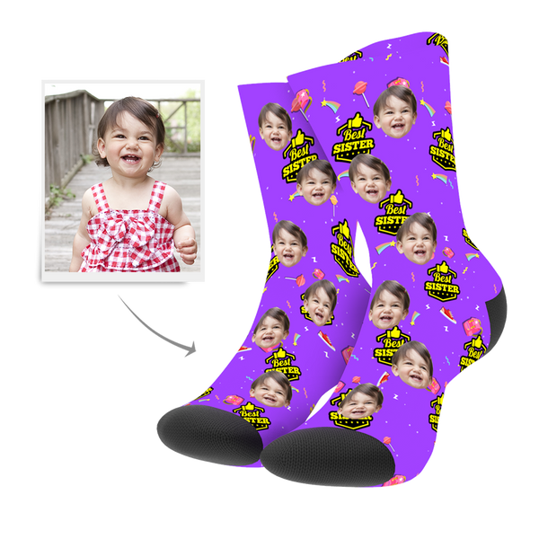 Custom Best Sister Photo Socks