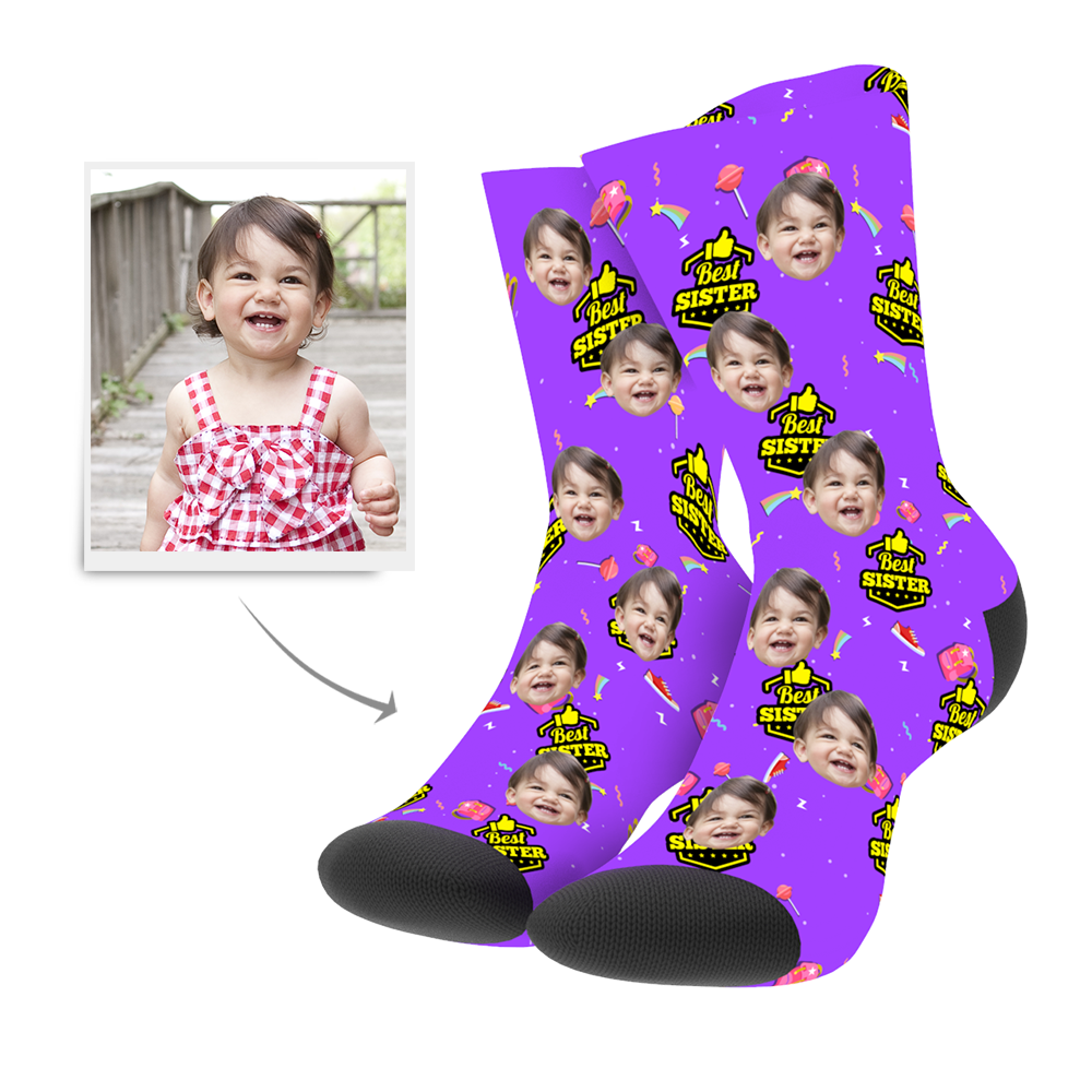 Custom Best Sister Photo Socks