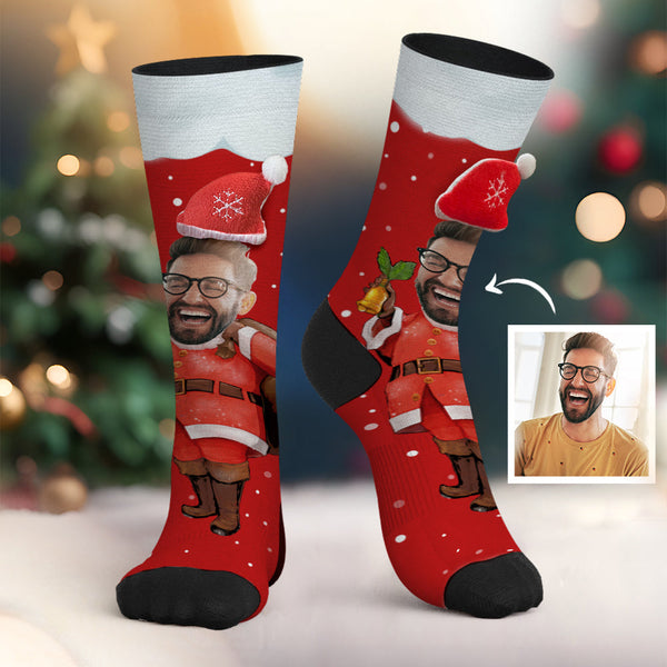 Custom Face Socks Personalized 3D Santa Hat Socks