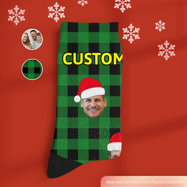Custom Buffalo Plaid Socks Personalized Face Christmas Gifts