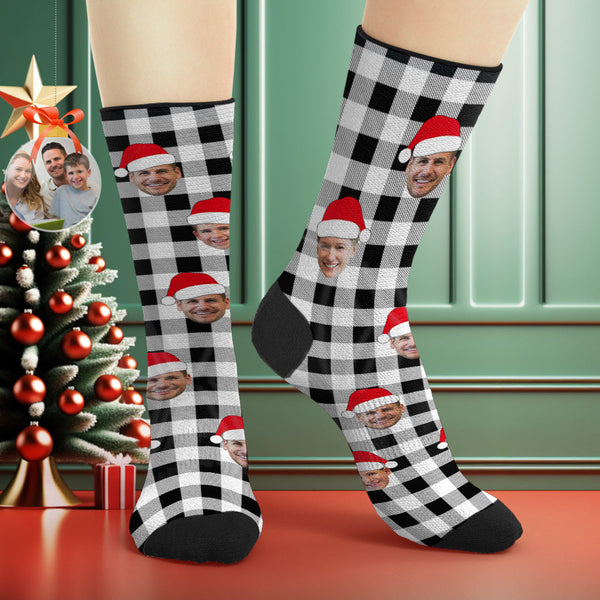 Custom Buffalo Plaid Socks Personalized Face Christmas Gifts