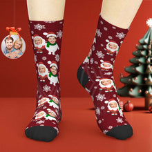 Custom Face Socks Personalized Christmas Shorts With Photo Santa and Snowman