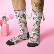 Custom Face Socks Funny Doll Mid Tube Socks Magnetic Holding Hands Socks Miss You Valentine's Day Gifts