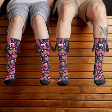 Custom Face Socks Funny Doll Mid Tube Socks Magnetic Holding Hands Socks Happy Valentine's Day