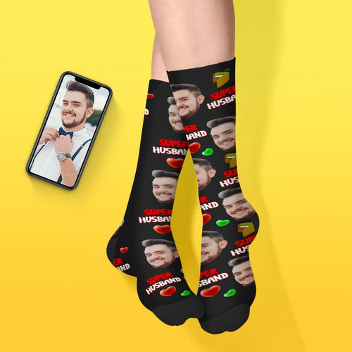 Custom Men Face Sock Super Husband Photo Sock - Crazy Deal Today