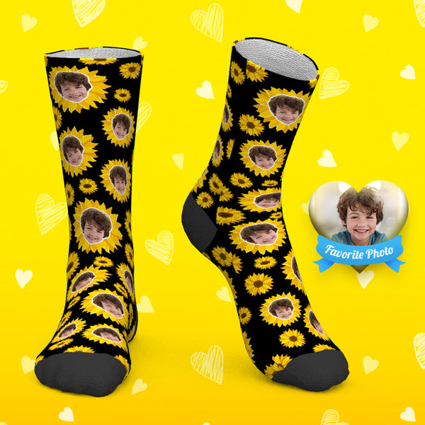 Custom Socks Personalized Photo Socks Sunflower Socks