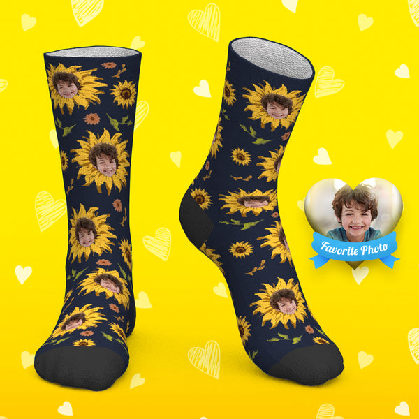 Custom Socks Personalized Photo Socks Sunflower Face Socks