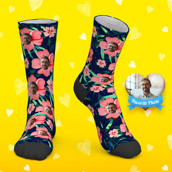 Custom Socks Personalized Photo Socks Hawaiian Socks Flowers Socks