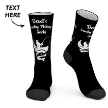 Father's Day Gift Custom Socks with Text Lucky Fishing Socks
