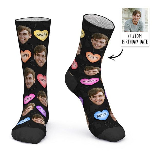 Custom Face And Birthday Date Socks Personalized Photo Socks Happy Birthday Socks Birthday Gift