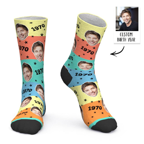 Custom Face and Age Socks Coloful Personalized Birthday Socks Birthday gift