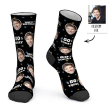 Custom Face and Age Socks Personalized Birthday Socks Birthday gift - Today
