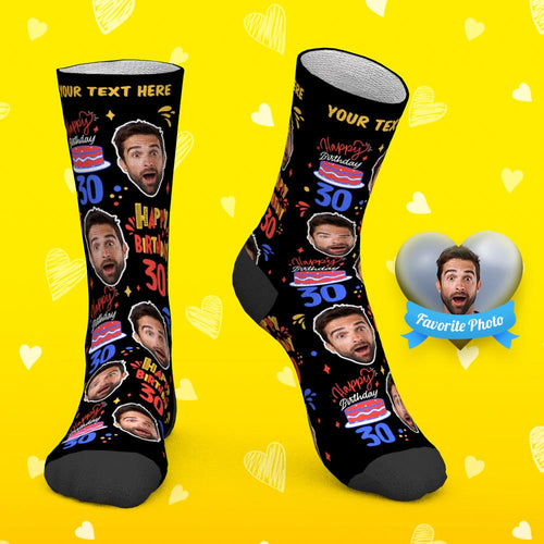 Custom Face Socks Personalized Photo Socks Happy Birthday Socks