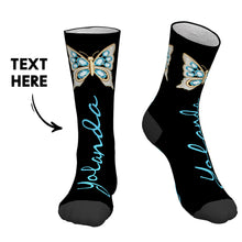 Custom Socks with Text Personalized Name Socks Gift - Butterfly