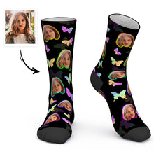 Custom Face Socks Personalized Photo Socks with Text - Colorful Butterfly