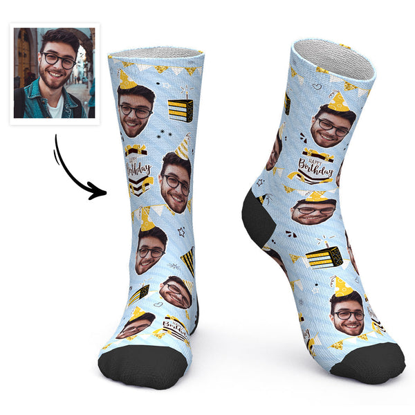 Custom Face Socks Personalized Photo Socks Happy Birthday to You