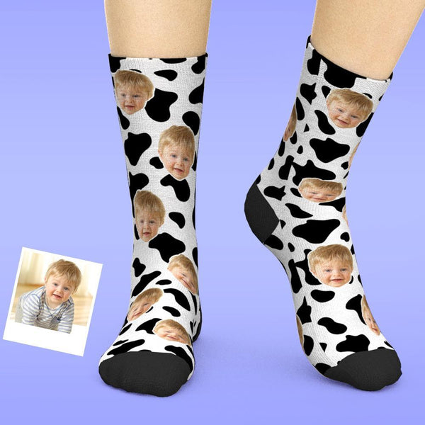 Custom Face Socks Add Pictures And Name - Cow