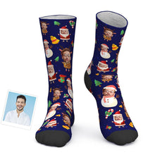 Custom Photo Socks Santa claus and Snowman Personalized Christmas Reindeer Face Socks