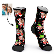Custom Face Socks Personalized Photo Socks Christmas Gift for Lover - Meet Me Under the Mistletoe