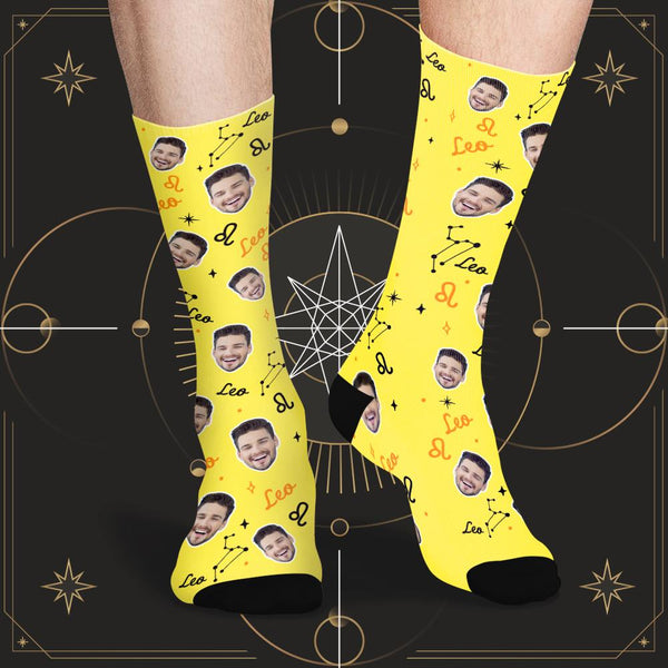 Custom Leo Lucky Socks Personalized Face Exclusive Constellation Lucky Socks