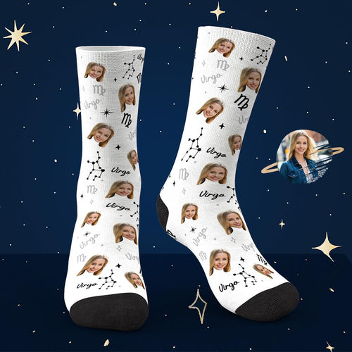 Custom Virgo Lucky Socks Personalized Face Exclusive Constellation Lucky Socks