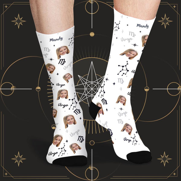 Custom Virgo Lucky Socks Personalized Face Exclusive Constellation Lucky Socks