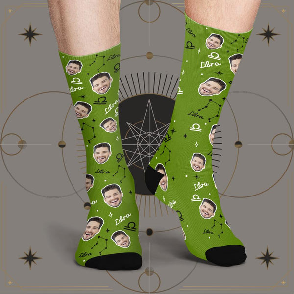 Custom Libra Lucky Socks Personalized Face Exclusive Constellation Lucky Socks
