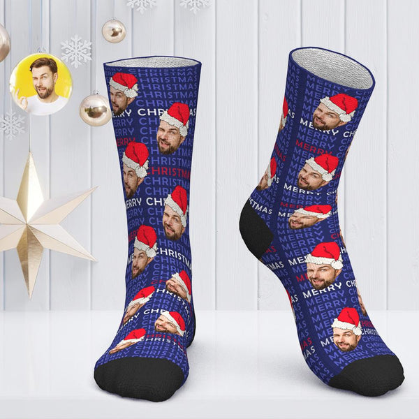 Custom Face Socks Santa Socks Personalized Photo Socks Christmas Gift - Merry Christmas