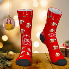 Custom Face Socks Personalized Photo Socks Santa Socks Christmas Gift for Lover - Merry Christmas