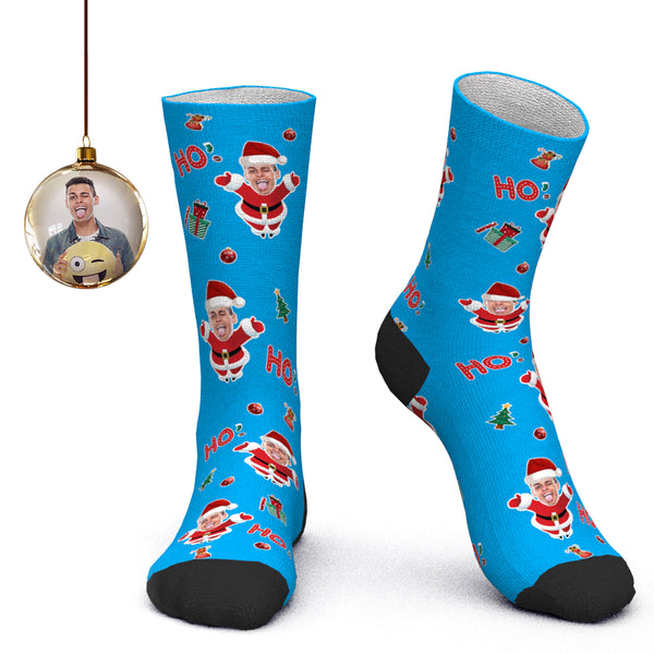 Custom Face Socks Personalized Photo Socks Santa Socks Christmas Gift - Santa Claus HoHoHo