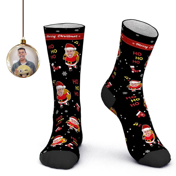 Custom Face Socks Personalized Photo Socks Santa Colorful Socks Christmas Gift for Family - Merry Christmas