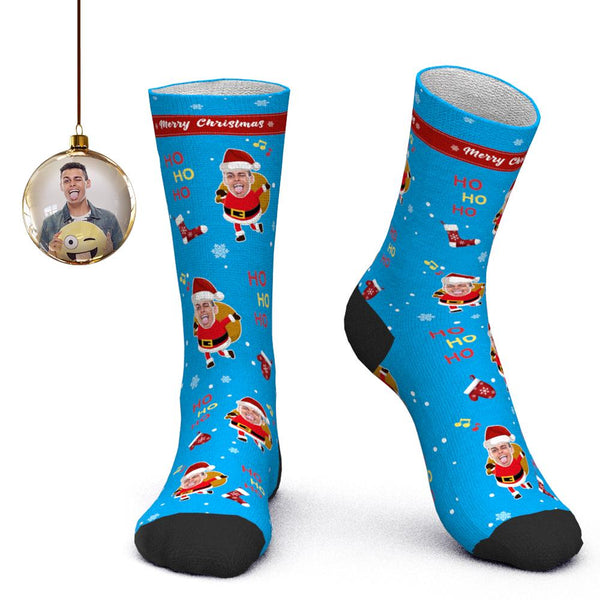 Custom Face Socks Personalized Photo Socks Santa Colorful Socks Christmas Gift for Family - Merry Christmas