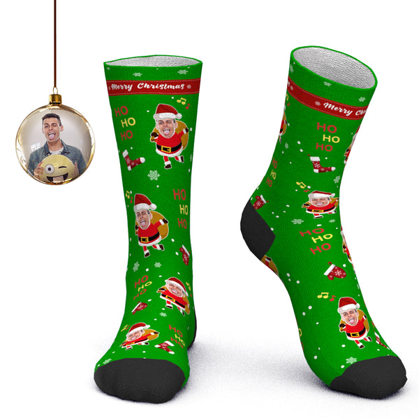 Custom Face Socks Personalized Photo Socks Santa Socks Christmas Gift for Family - Merry Christmas