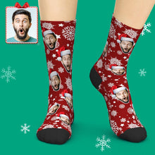 3D Preview Custom Face Socks Add Pictures Christmas Socks - Santa Hat