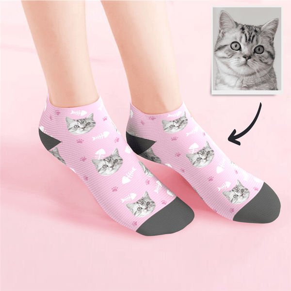 Custom Low Cut Ankle Face Socks Cat - MyPhotoSocks