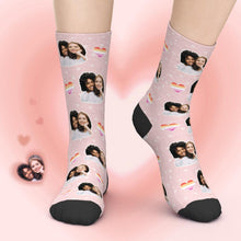 LGBT Gifts, Custom Face Socks Add Pictures - LGBT Rainbow Heart