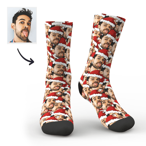 Christmas Gifts Custom Red Hat Socks Face Mash