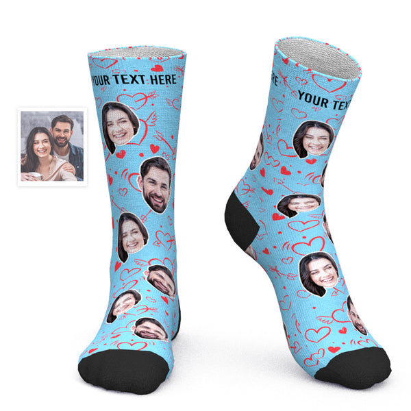 Custom Face Socks Personalized Photo Socks Valentine's Day Gift - Love Heart