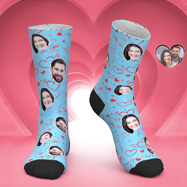 Custom Face Socks Personalized Photo Socks Valentine's Day Gift - Love Heart