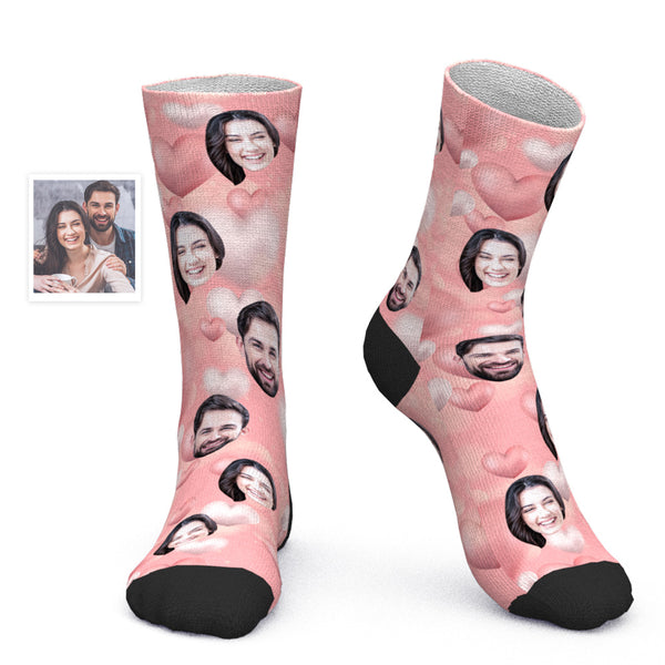 Custom Face Socks Personalized Photo Socks Valentine's Day Gift for Her - Romantic Love