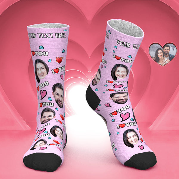 Custom Face Socks Personalized Photo Socks Valentine's Day Gift - I Love You