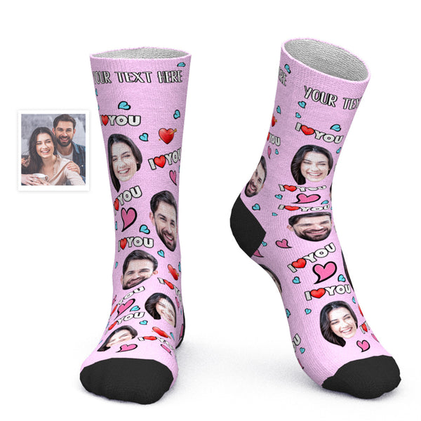 Custom Face Socks Personalized Photo Socks Valentine's Day Gift - I Love You